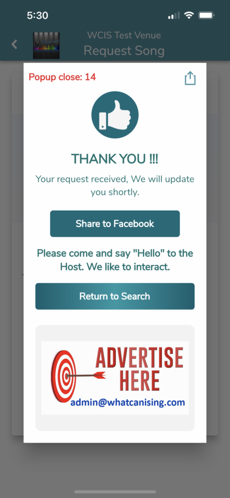 Acknowledgement Screen Timeout, image 1